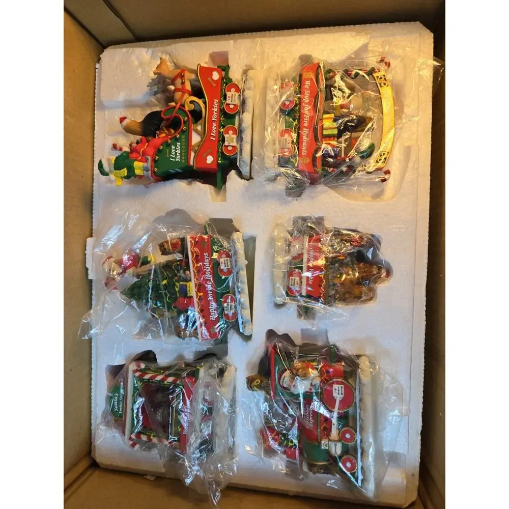 I Love Yorkies Christmas Express Holiday Train by Danbury Mint 6 pcs *READ*
